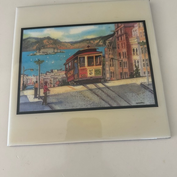 NEW ARTISAN SAN FRANCISCO WALL ART TILE  ARTIST ELLIE MARSHALL  8"x 8" Trolley - Picture 2 of 5